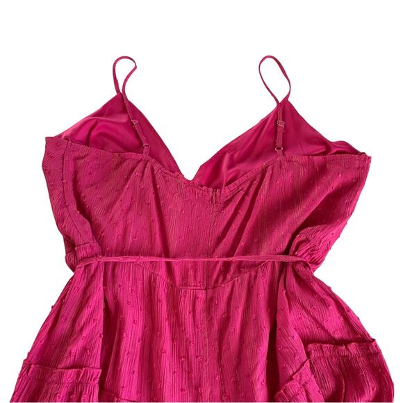 Francesca’s Blue Rain Christina Magenta Pink Clip Dot Surplice Mini Dress Large - Picture 9 of 10